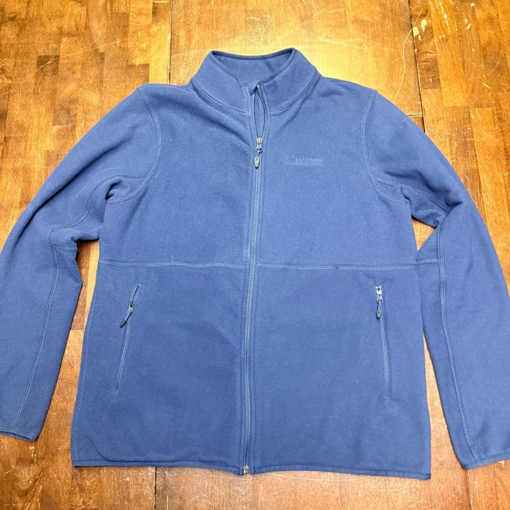 Marmot Fleece Jacket Mens‎ Large Blue Full Zip M12402 Recycled Mock Neck